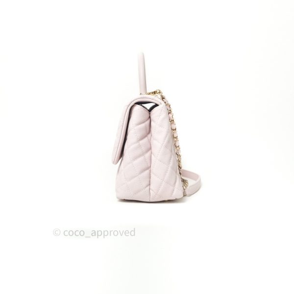 Chanel Small Coco Handle Quilted Lilac Pink Light Gold Hardware Hot on Sale