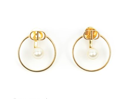 Christian Dior Pearl 30 Montaigne Earrings Gold Cheap