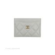 Chanel Classic Flat Card Holder Grey Caviar Gold Hardware 21A For Sale