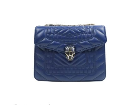 Bvlgari Small Quilted Scaglie Serpenti Forever Shoulder Bag in Blue Discount