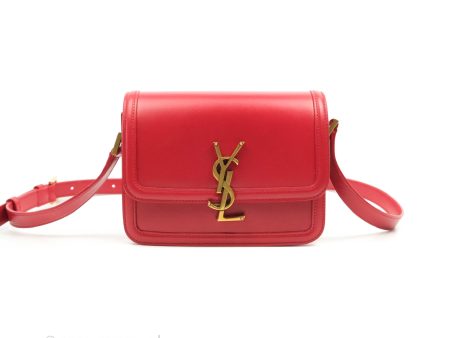 Saint Laurent Small Solferino Satchel Box Leather Eros Red on Sale