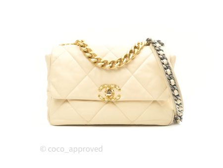 Chanel 19 Bag Medium Beige Goatskin Mixed Hardware 19K Supply