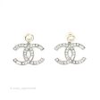 Chanel Pearl Crystal CC Drop Earrings Gold & Silver Tone 20P Cheap