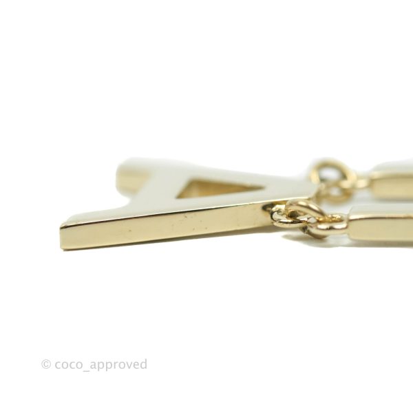 Chanel Letter Cha-Nel Logo Drop Earrings Gold Tone 20V Hot on Sale