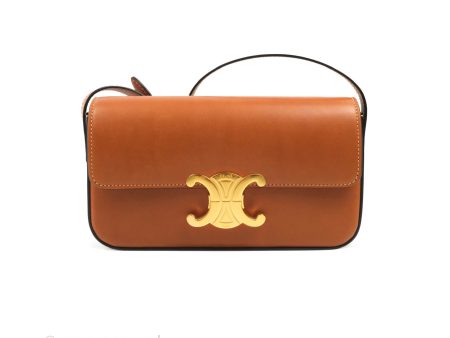 Celine Triomphe Shoulder Bag Tan Calfskin Hot on Sale