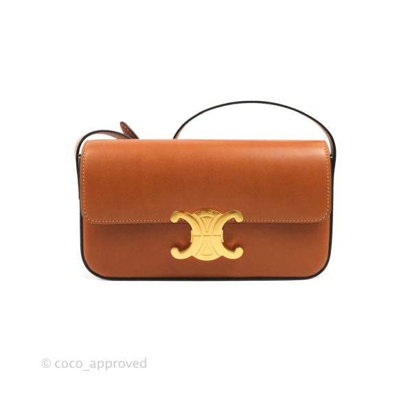 Celine Triomphe Shoulder Bag Tan Calfskin Hot on Sale