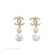 Chanel CC Drop Marble Earrings Gold Tone 16A Cheap