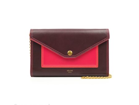 Celine Pocket Envelope Wallet on Chain Maroon Online