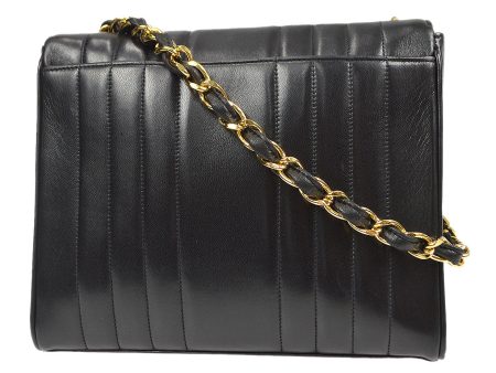 CHANEL 1991-1994 Vertical Stitch Classic Square Flap Small Black Lambskin 87843 For Sale