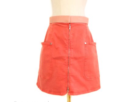 Chanel Denim Skirt Coral Size 40 Sale