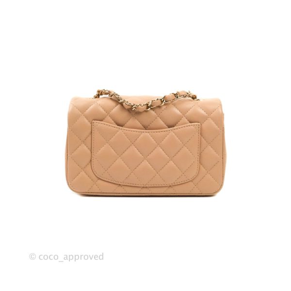 CChanel Quilted Mini Rectangular Lambskin Beige Gold Hardware 21A Online now