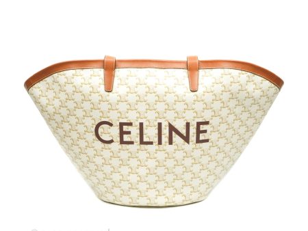 Celine Large Couffin Tote Triomphe Canvas Celine Print White Online now