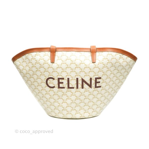 Celine Large Couffin Tote Triomphe Canvas Celine Print White Online now