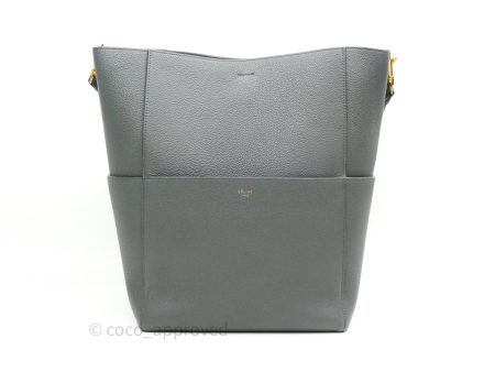 Celine Sangle Bucket Bag Grained Calfskin Grey Gold Hardware Supply