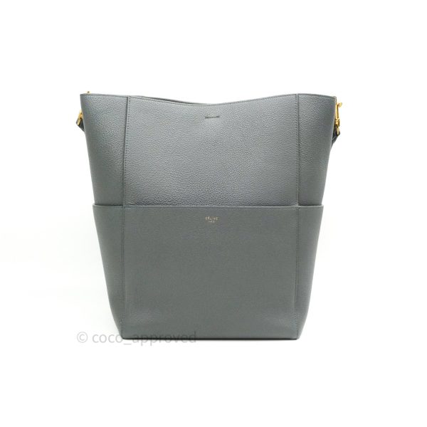 Celine Sangle Bucket Bag Grained Calfskin Grey Gold Hardware Supply