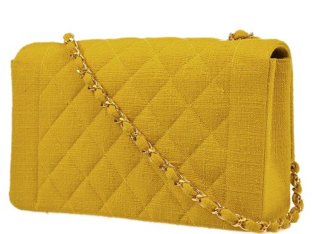 CHANEL 1991-1994 Diana Flap Medium Yellow Linen 77936 Supply