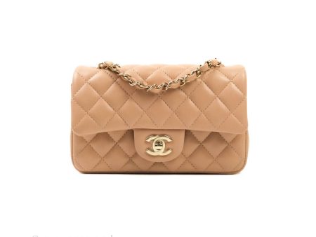 CChanel Quilted Mini Rectangular Lambskin Beige Gold Hardware 21A Online now