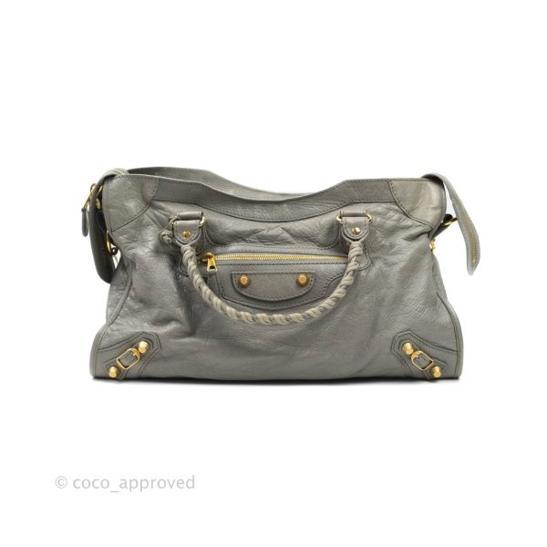 Balenciaga Classic City Bag Calfskin Grey Gold Hardware Sale