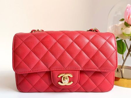 Chanel 17C Pink Caviar Light Gold Hardware Mini Rectangular ⁣ Supply