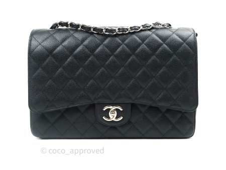 Chanel Classic Jumbo Double Flap Maxi Black Caviar Silver Hardware Online Sale