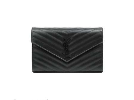 Saint Laurent Wallet on Chain Large Black Grained Leather So Black Online Hot Sale