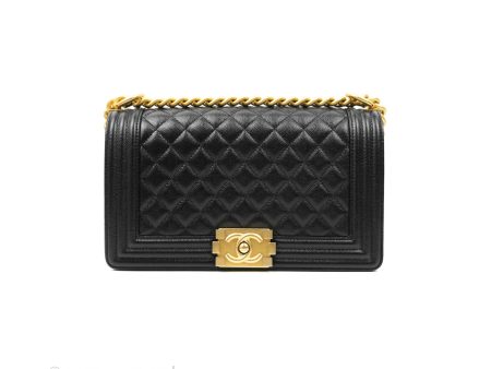 Chanel Quilted Medium Caviar Boy Flap Aged Gold Hardware Hot on Sale