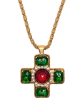 CHANEL Cabochon Maltese Cross Pendant Necklace For Sale