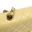 CHANEL 2001-2003 Classic Double Flap Medium Beige Caviar 87886 Sale