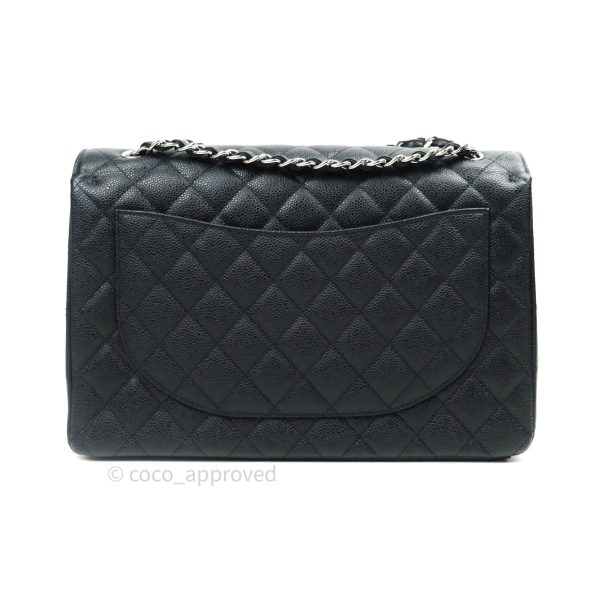 Chanel Classic Jumbo Double Flap Maxi Black Caviar Silver Hardware Online Sale