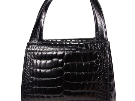 CHANEL * Handbag Black Crocodile 89696 For Sale