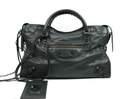 Balenciaga Classic City Bag Dark Grey Calfskin Ruthenium Hardware Online Sale