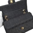 CHANEL 1997-1999 Classic Double Flap Medium Black Denim 67995 For Cheap