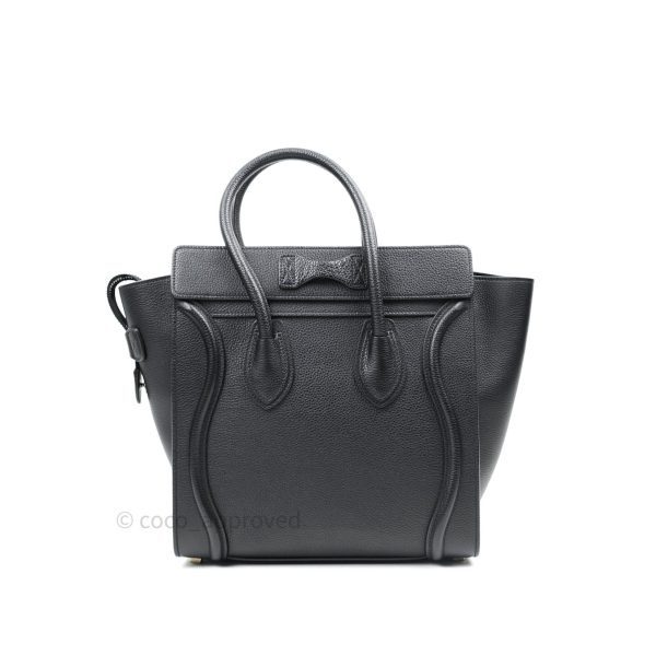 Celine Black Grained Calfskin Leather Micro Luggage Bag Cheap