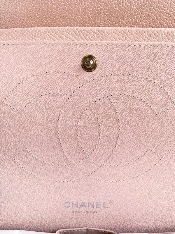 Chanel 14C Sakura Pink Caviar Double Flap Quilted Jumbo SHW on Sale