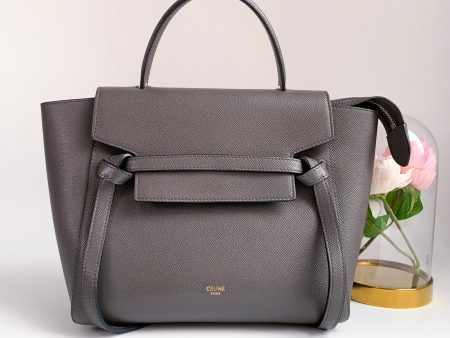 Celine Baby Grained Calfskin Micro Belt Bag Grey For Discount