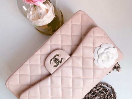 Chanel 14C Sakura Pink Caviar Double Flap Quilted Jumbo SHW on Sale