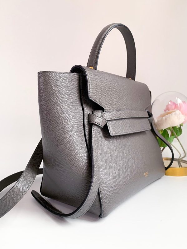 Celine Baby Grained Calfskin Micro Belt Bag Grey For Discount