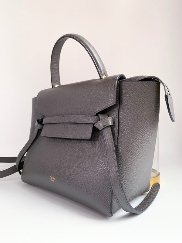 Celine Baby Grained Calfskin Micro Belt Bag Grey For Discount